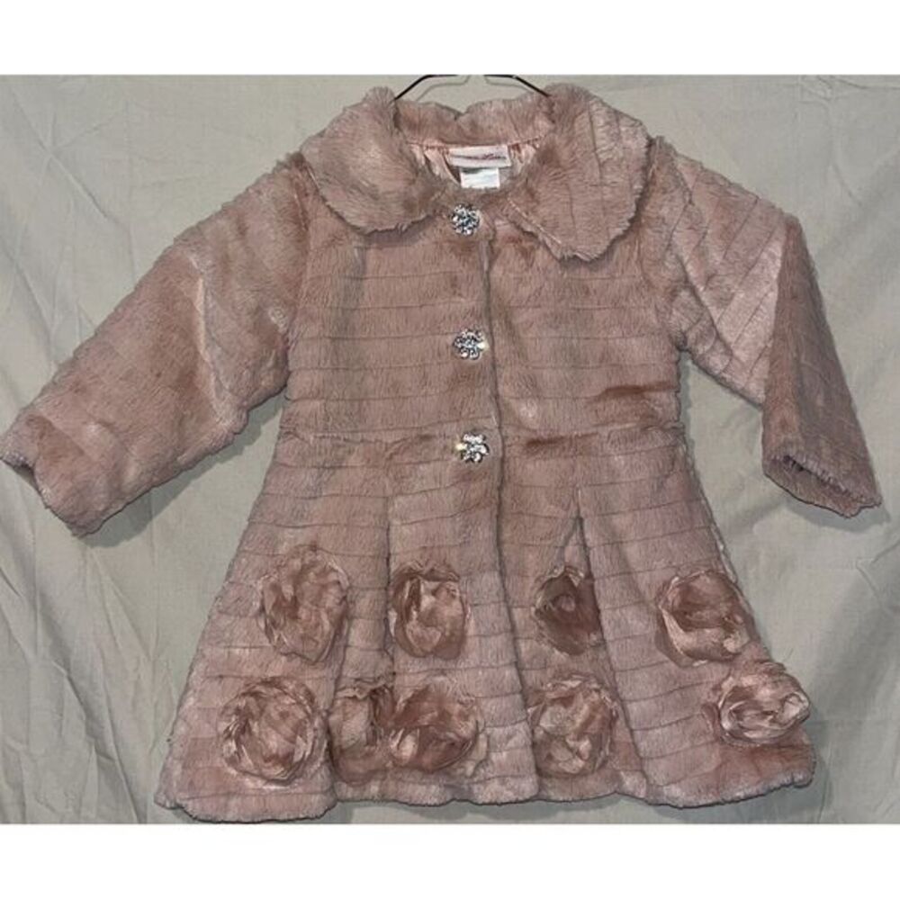 Little Lass Light Pink‎  Faux Fur Fuzzy Jacket Coat Fashion Girls 12 Months